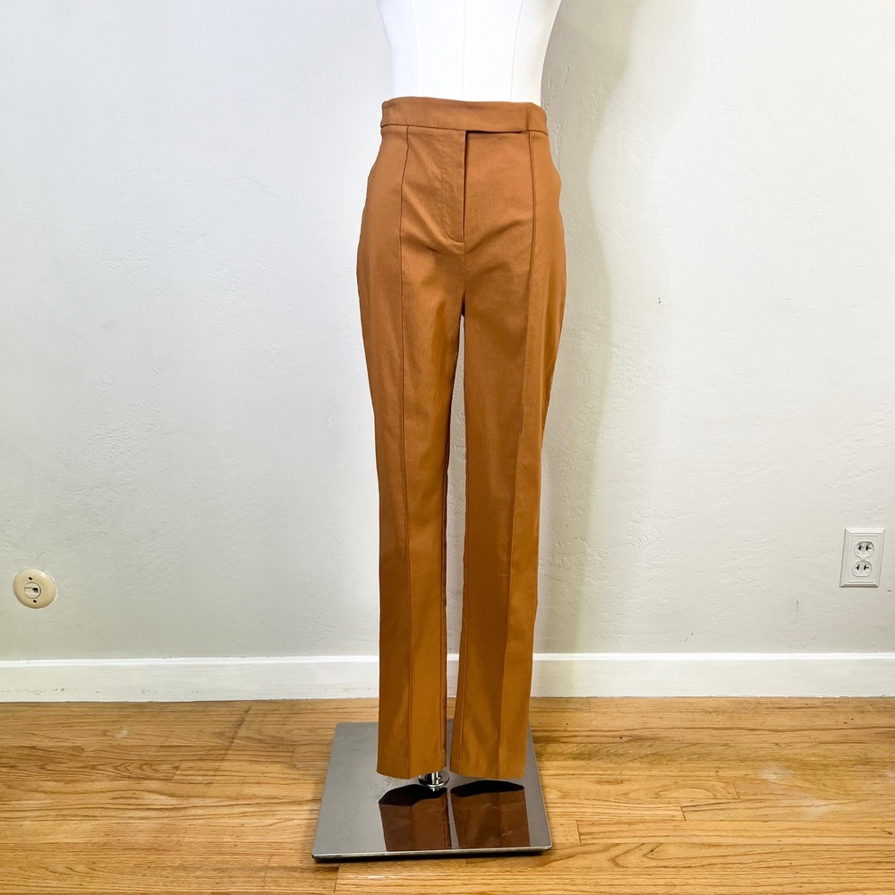 ASOS Womens Rust Orange Slim Leg Seam Front High Waisted Trousers Size US 6 NEW